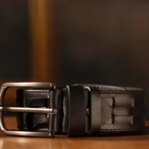 Black Mesh Genuine Leather Belt